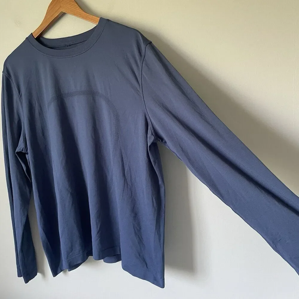 Lululemon Swiftly Relaxed Long-Sleeve Top Hip Length Athletic Navy Blue Size 12